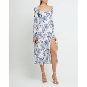 Blue Floral Dress w/High Slit by manu Reformation Sigmund Olympia White Midi 6 M